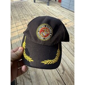 Vintage United States Marine Corps Embroidered Cap with Laurel Design Adjustable